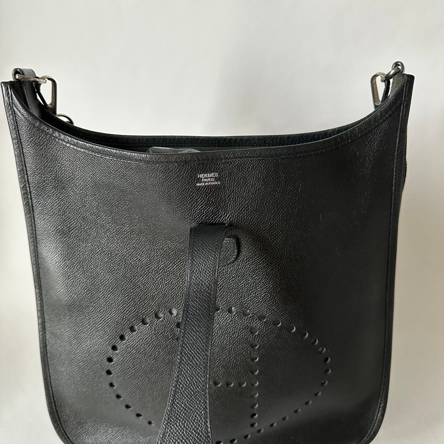 Hermes Black Epsom Leather Evelyne II GM Crossbody Bag