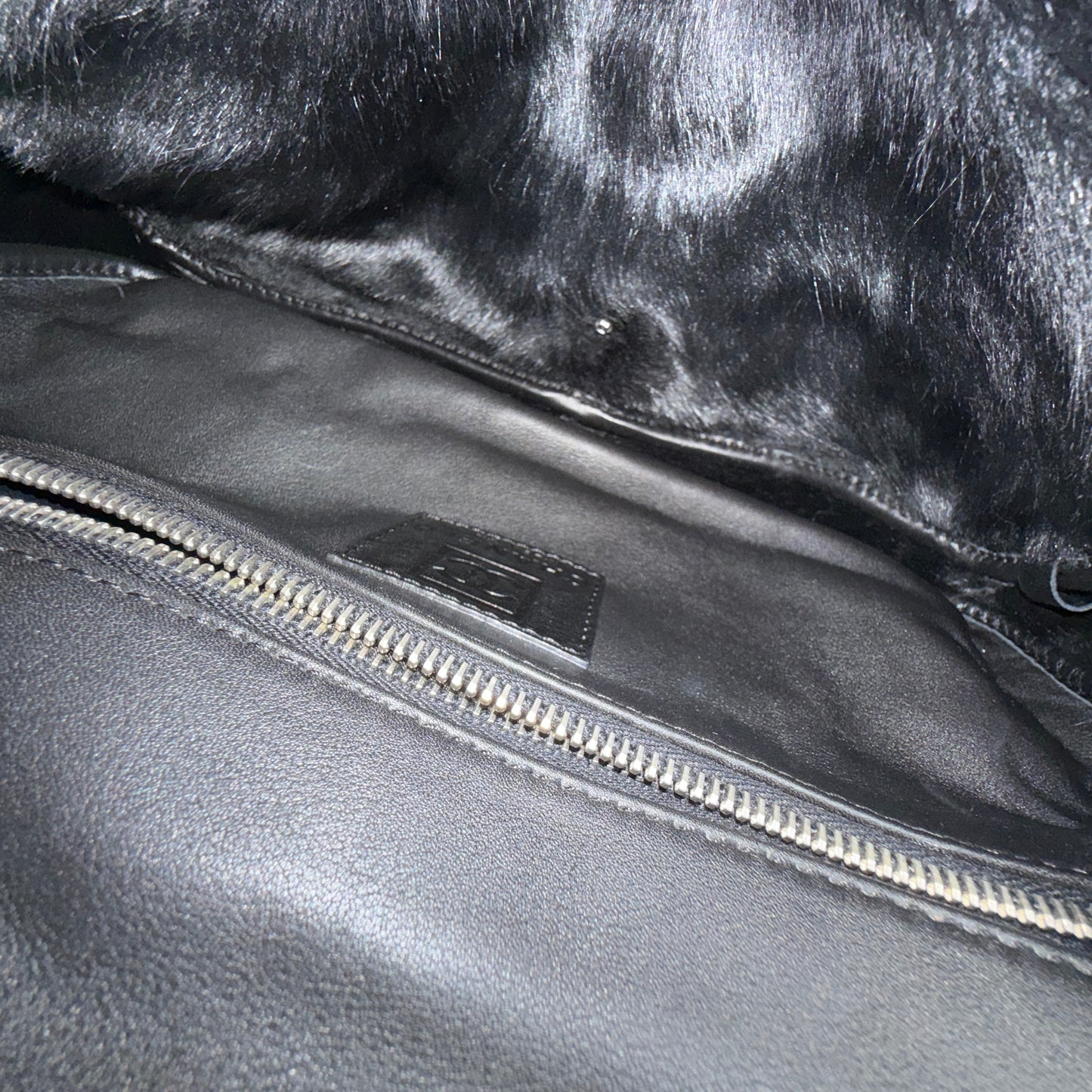 Chanel Black Suede & Fur Vertical Flap