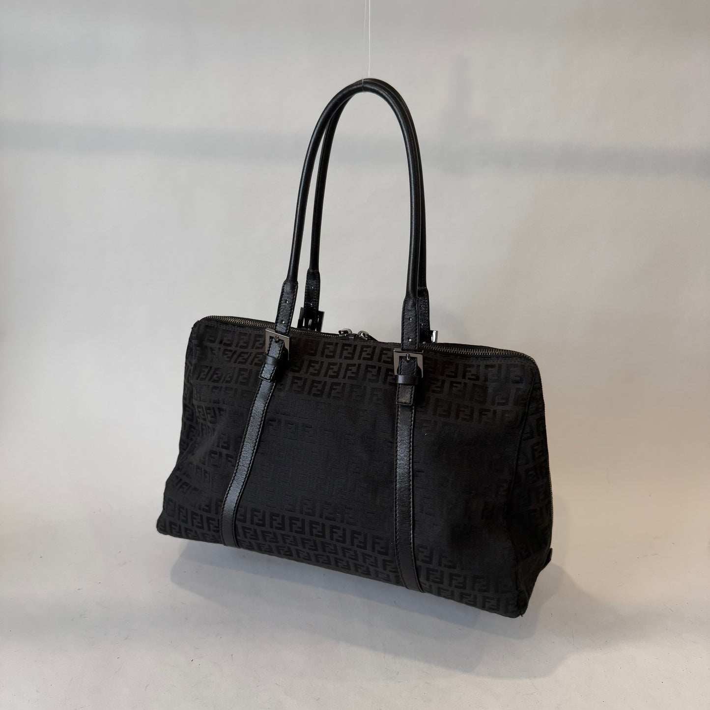 Fendi Black Zucchino Monogram Work Tote Bag