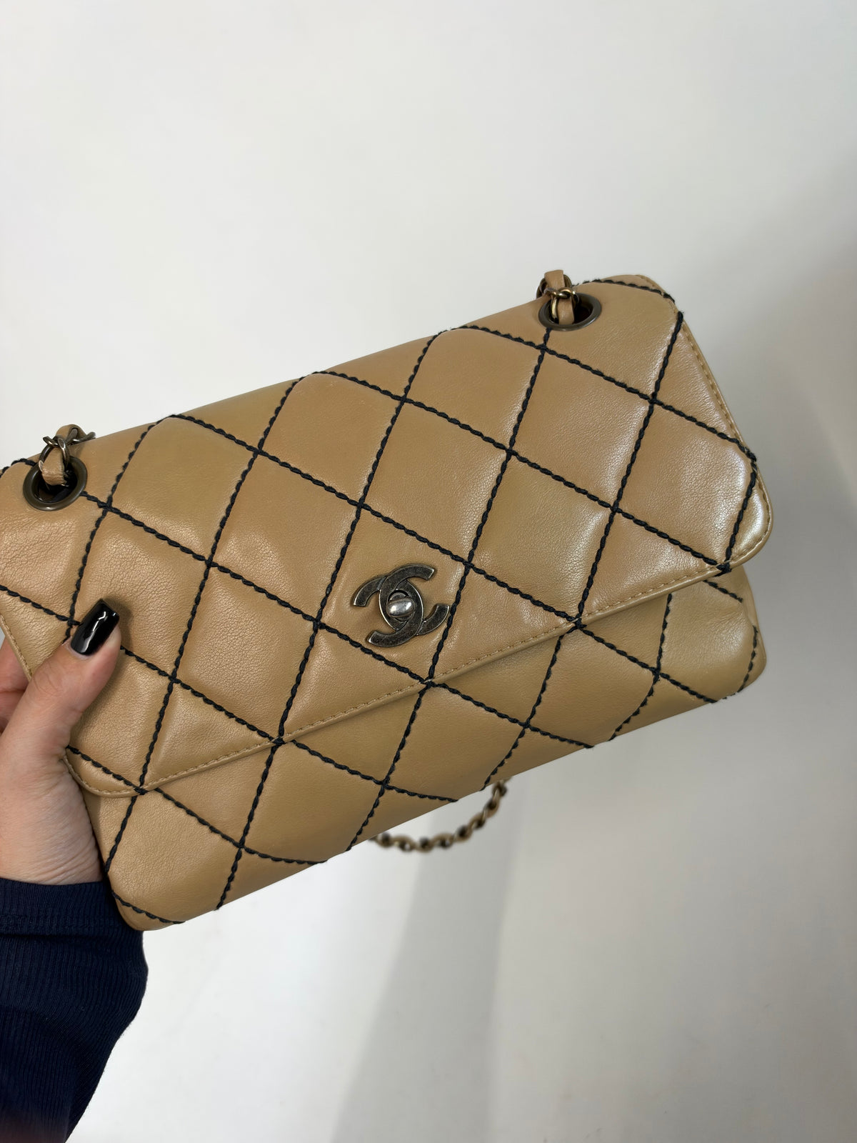 Chanel Beige Tonal Stitch Flap Bag