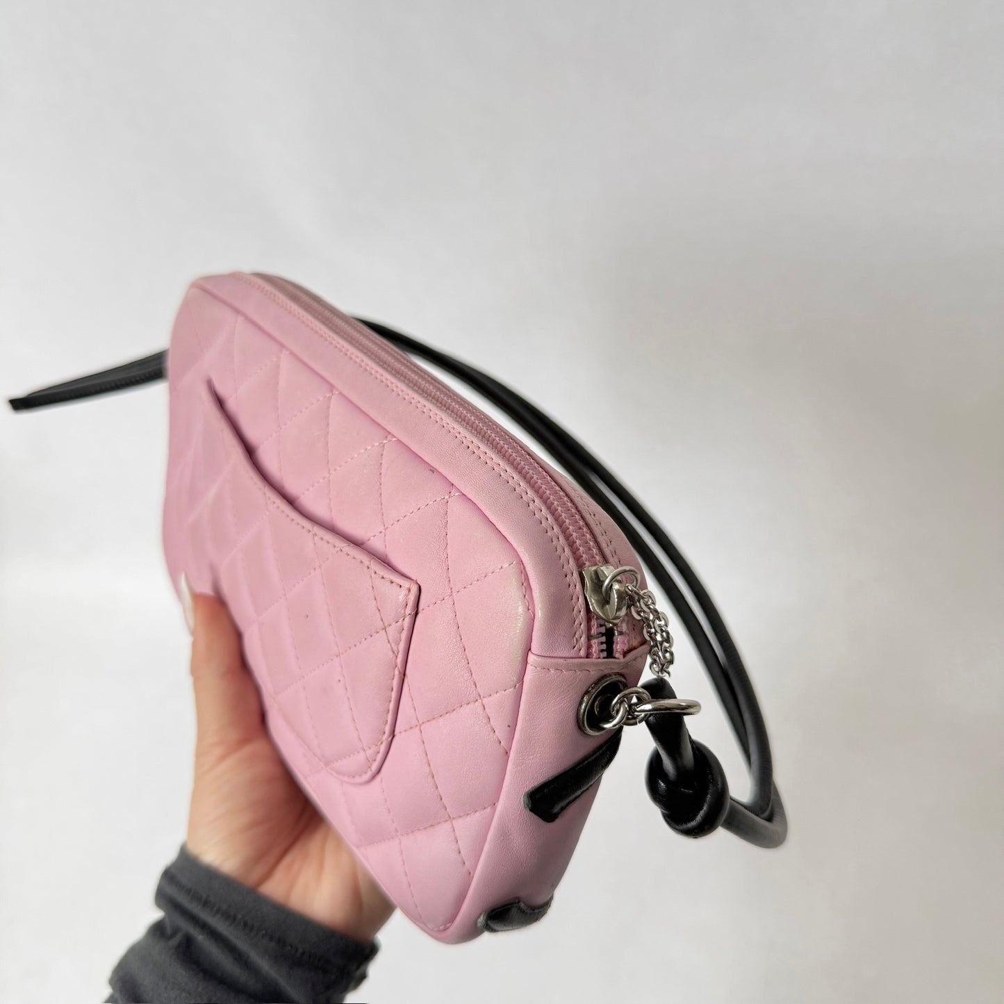 Chanel Pink Lambskin Quilted Cambon Pochette