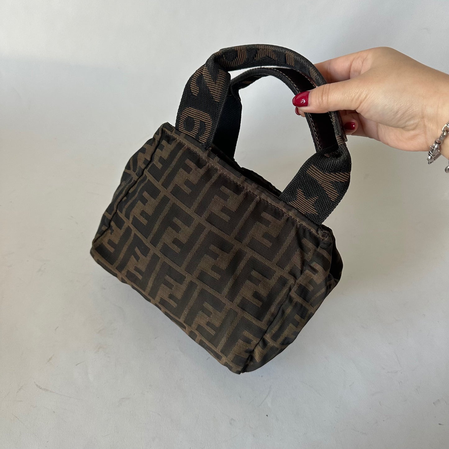 Fendi Brown Zucca Monogram Mini Top Handle Tote