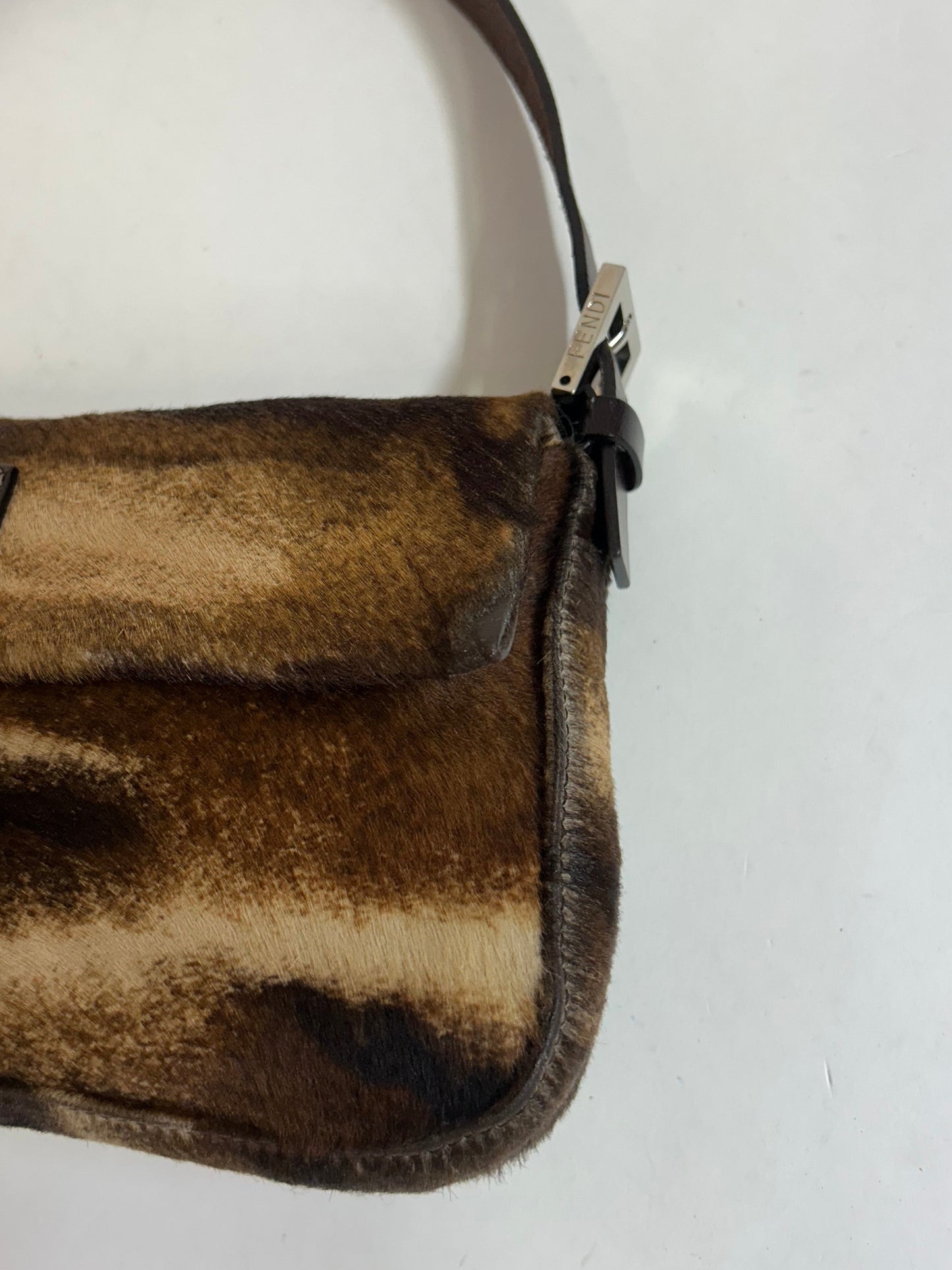 Fendi Brown Ponyhair Baguette Shoulder Bag