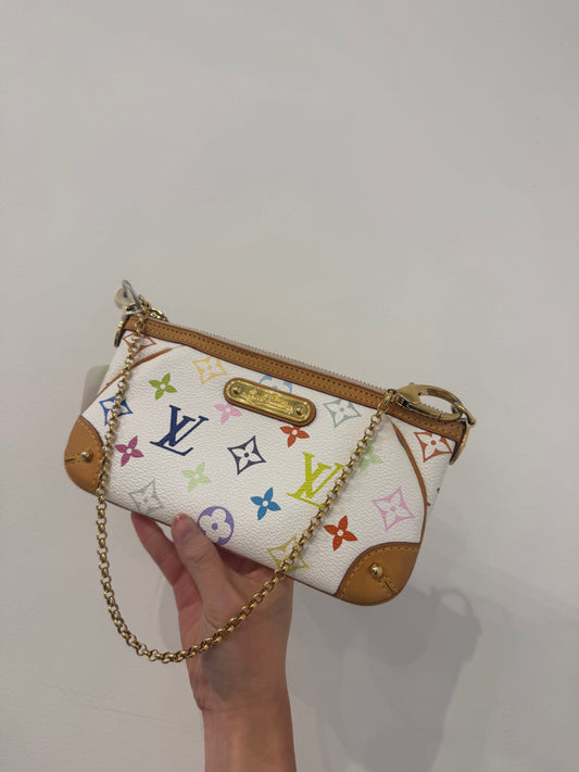 Louis Vuitton X Murakami White Multicolored Milla MM Chain Pochette