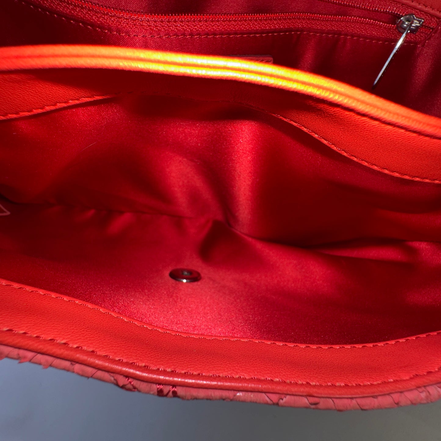 Chanel 2011 Red Python E/W Flap Bag