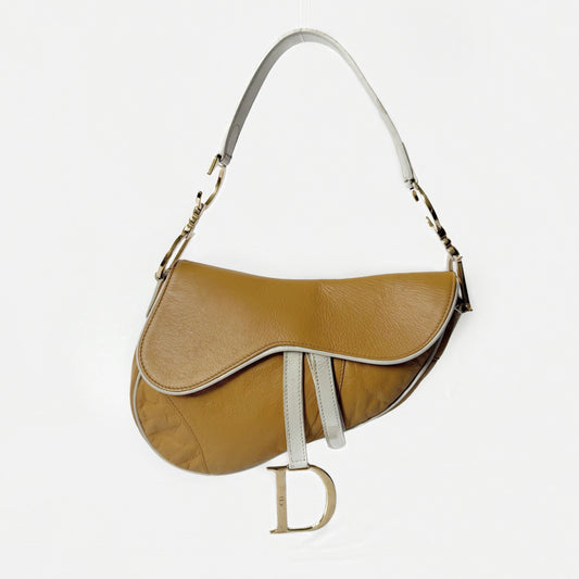 Christian Dior Brown & White SS06 SATC Saddle Bag