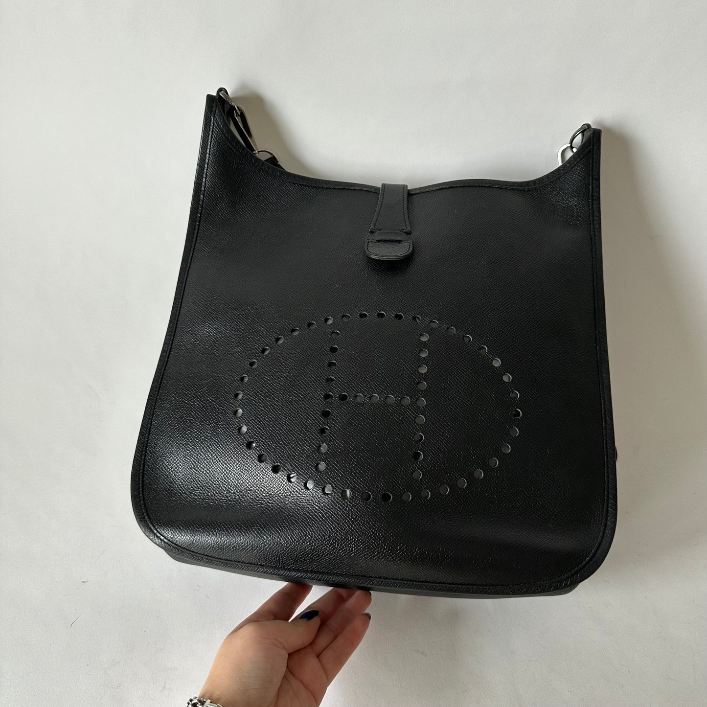 Hermes Black Epsom Leather Evelyne II GM Crossbody Bag