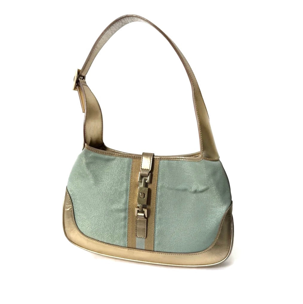 Gucci Teal & Gold Metallic Small Jackie Shoulder Bag