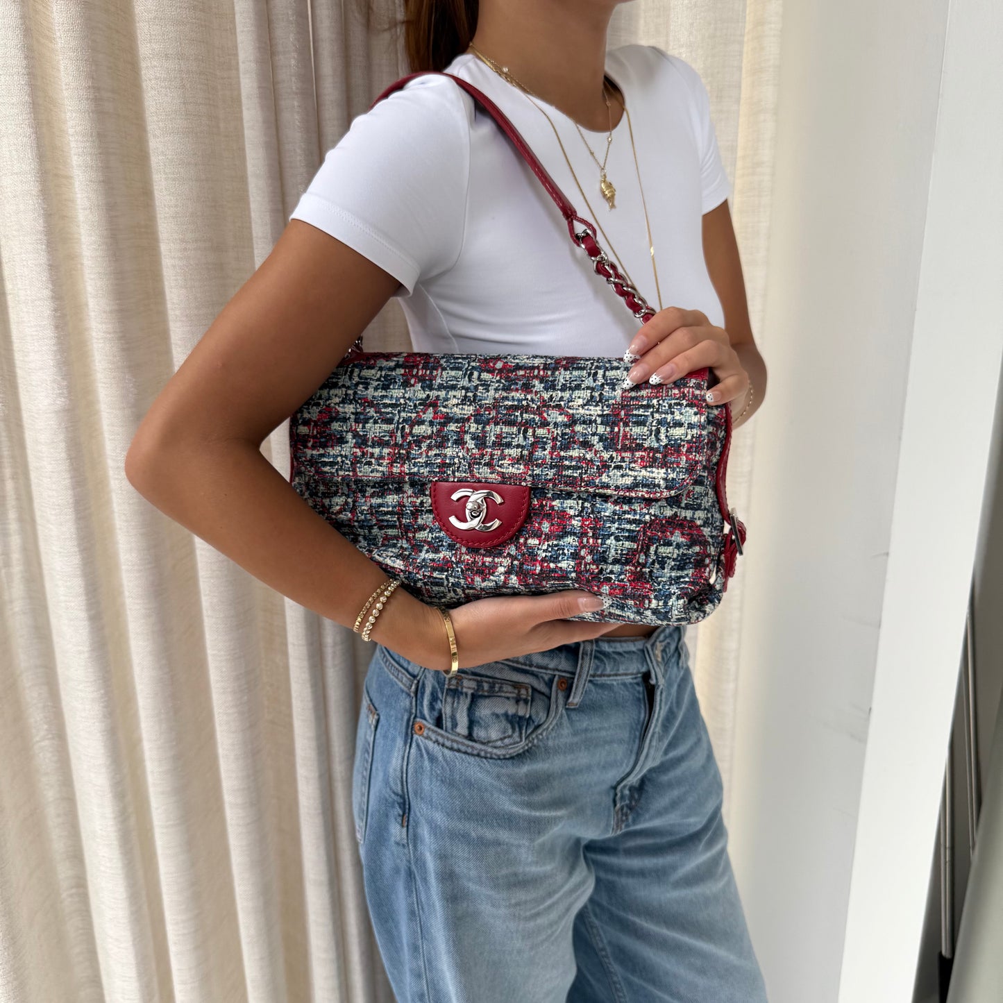 Chanel Multicolored Tweed Flap Shoulder Bag