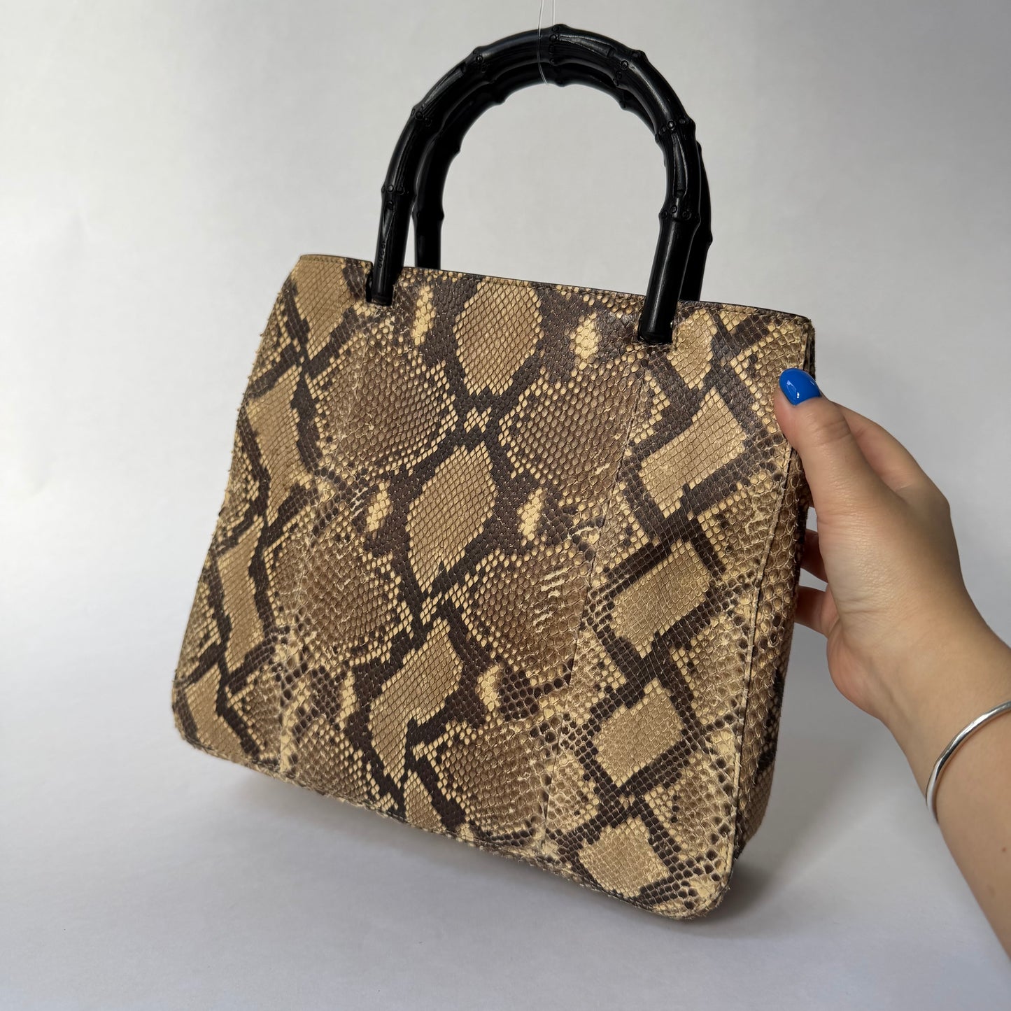 Gucci Brown Multicolored Snakeskin Leather Bamboo Shoulder Bag