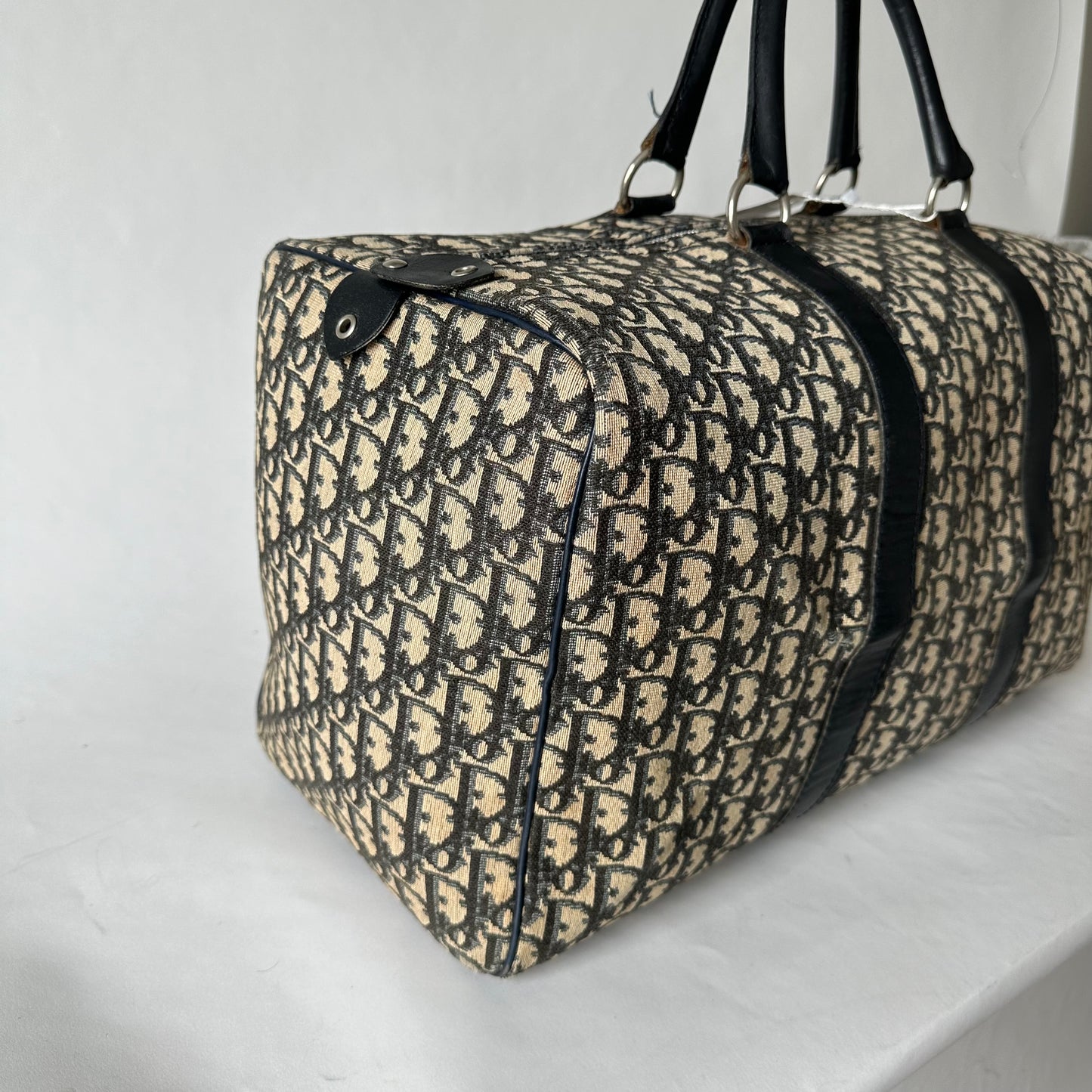 Christian Dior 80’s Navy Black Trotter Large Duffle Bag