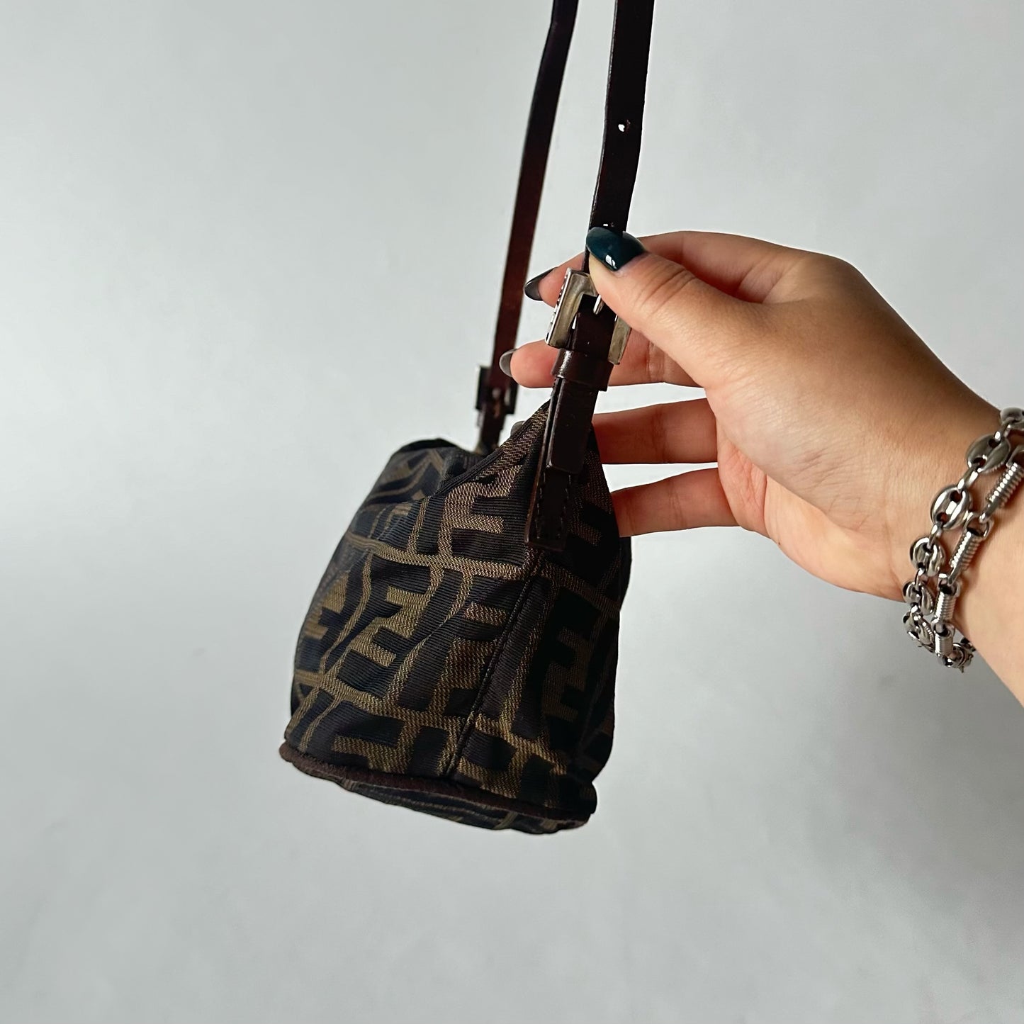 Fendi Brown Zucca Monogram Small Shoulder Bag
