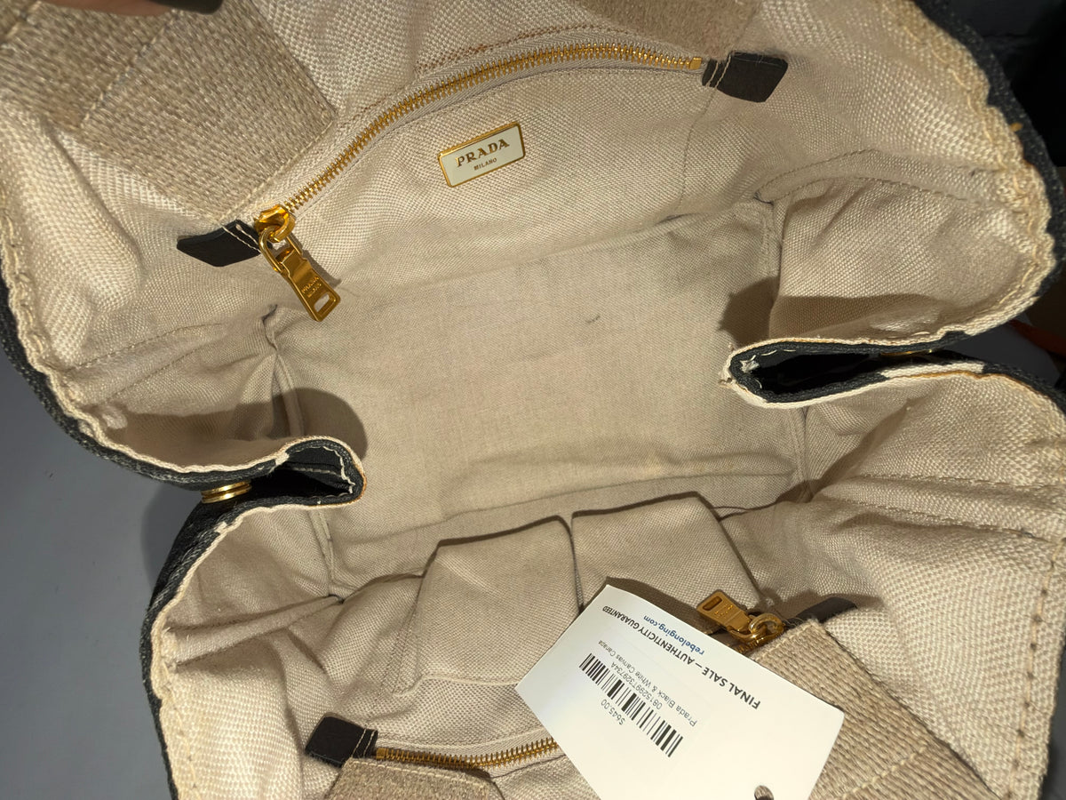 Prada Black & White Canvas Canapa