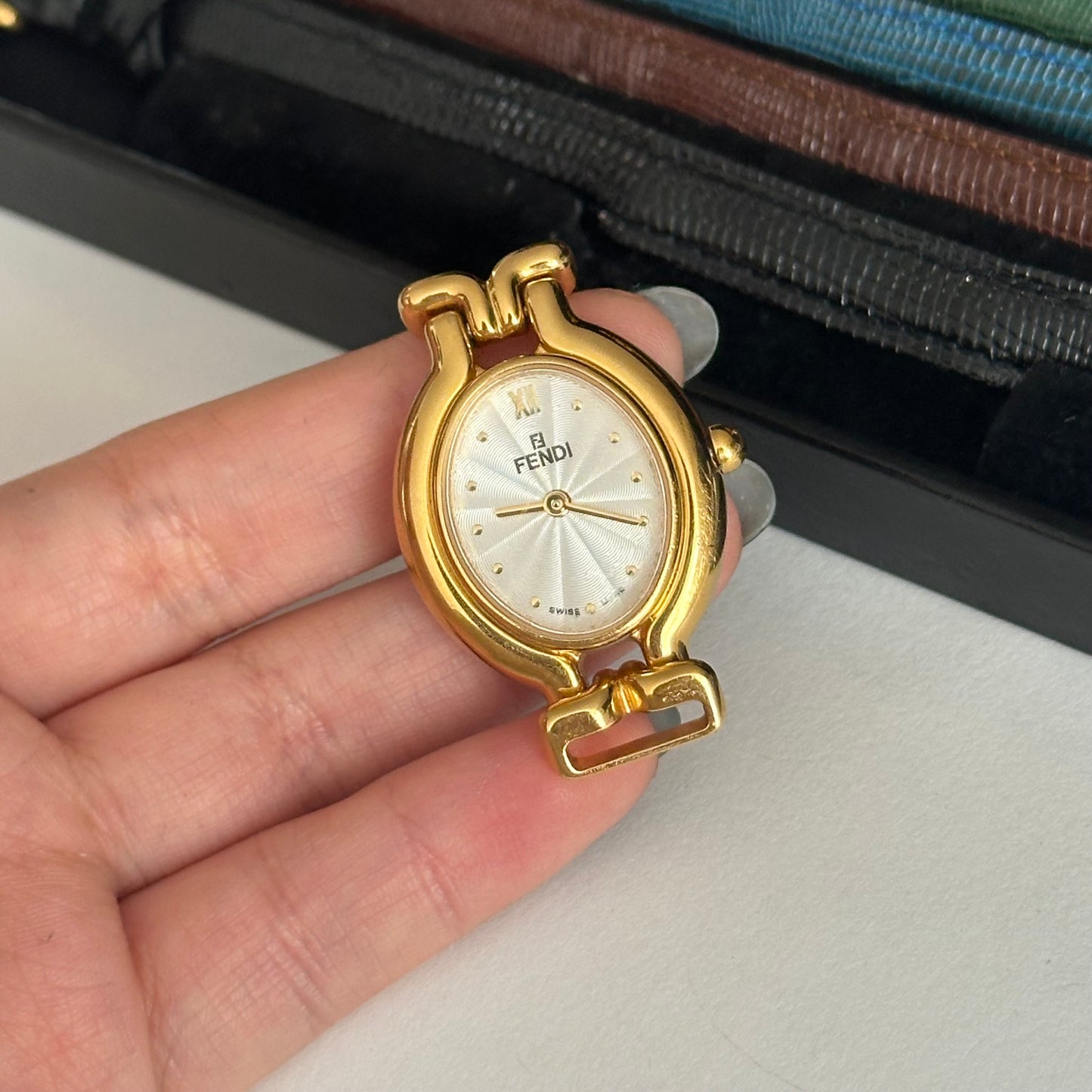 Fendi 18k GP Mother of Pearl Dial Watch w/ 5 Interchangeable Bands