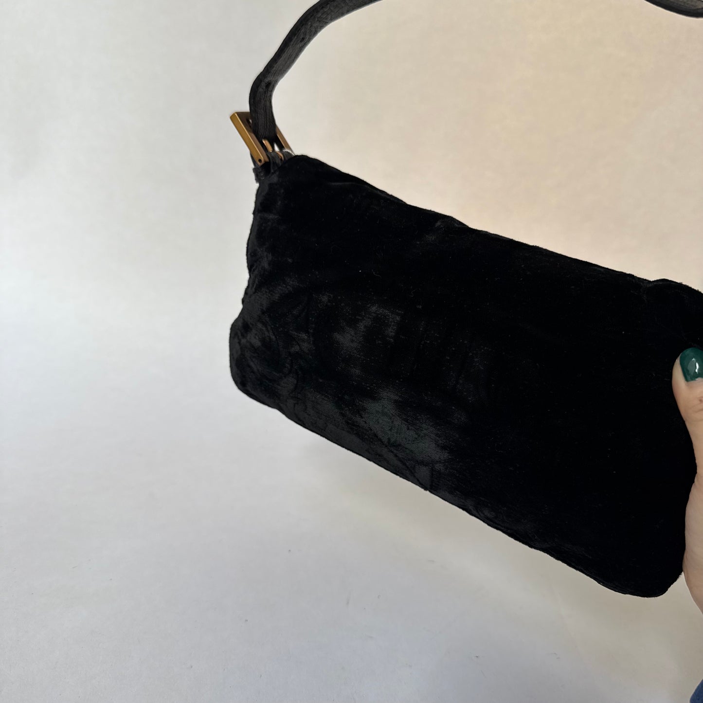 RARE Fendi Black Floral Embossed Velour & Crocodile GHW Baguette