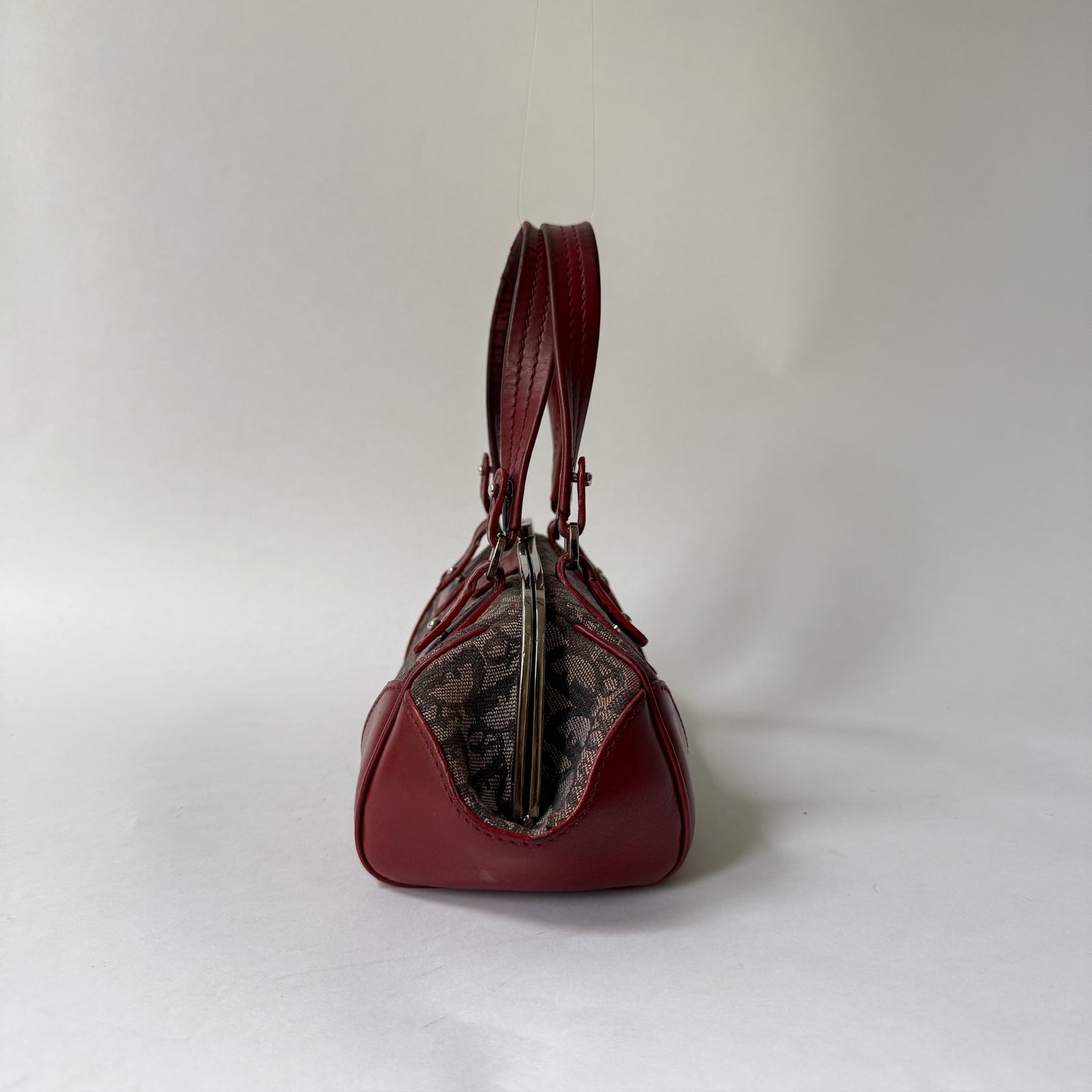 RARE Christian Dior Red & Navy Trotter Monogram Doctor Bag