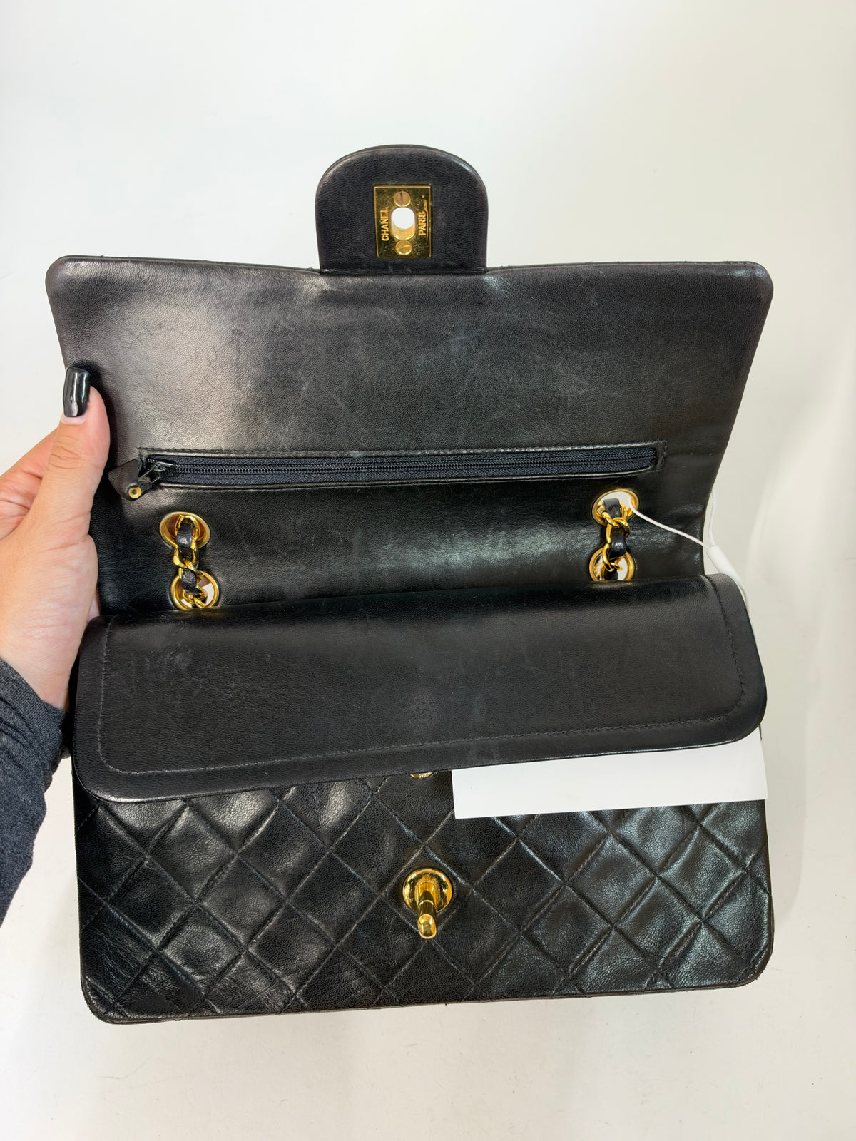 Chanel Dark Brown Lambskin Leather Quilted Matelasse Double Flap