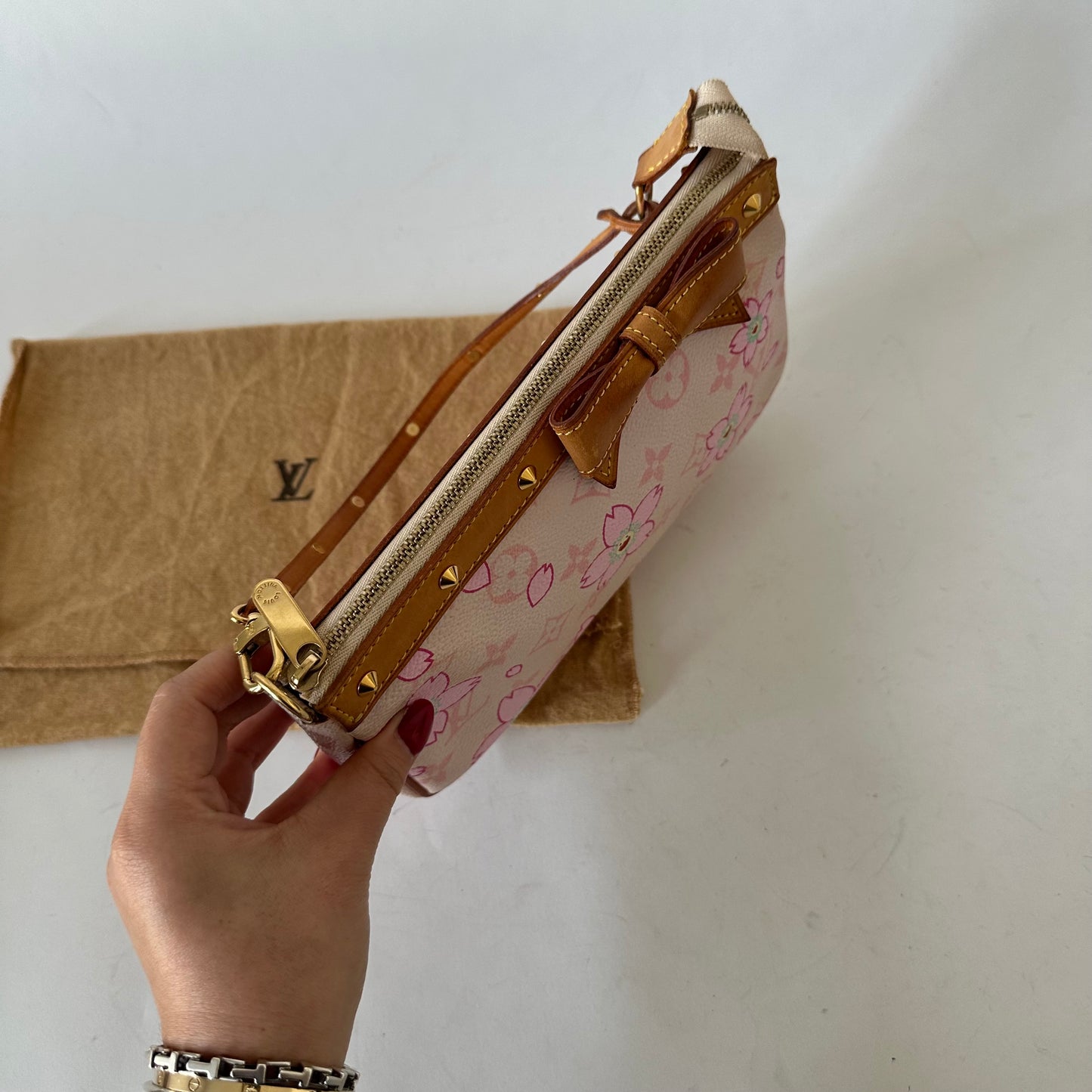 Louis Vuitton Pink Murakami Cherry Blossom Floral Pochette Accessories