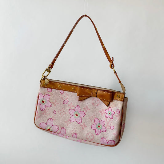 Louis Vuitton Pink Murakami Cherry Blossom Floral Pochette Accessories