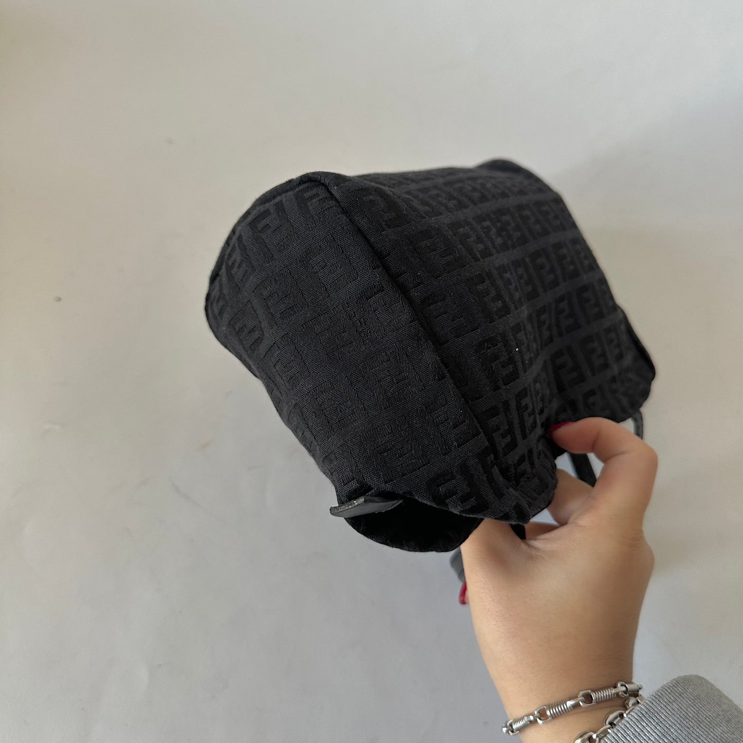 Fendi Black Zucchino Nylon Mini Top Handle Tote