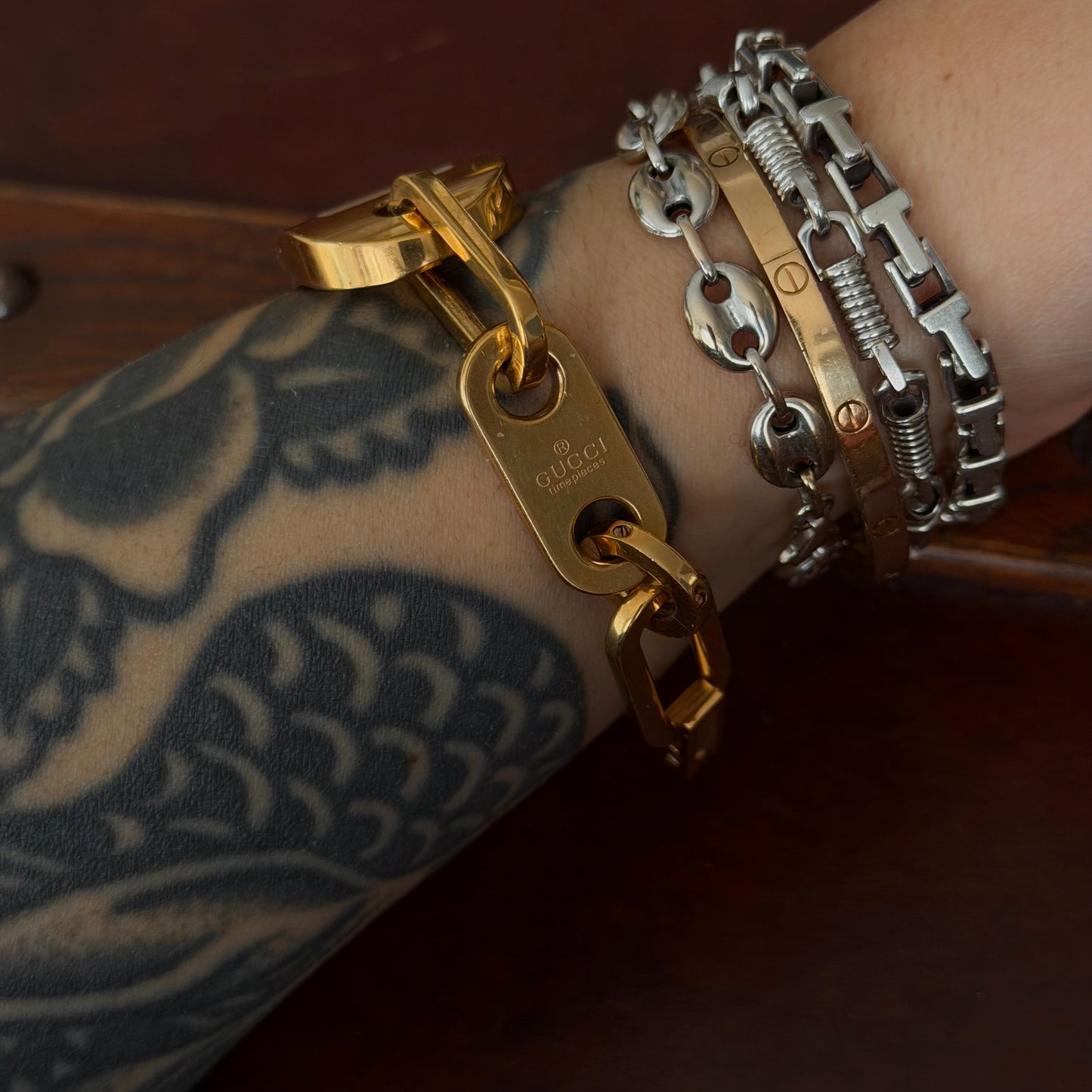 Gucci Gold Chunky White Dial Bracelet Watch