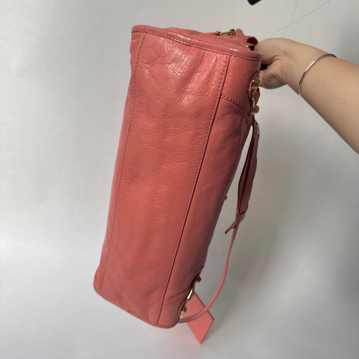 Balenciaga Coral Pink Leather Giant City Bag