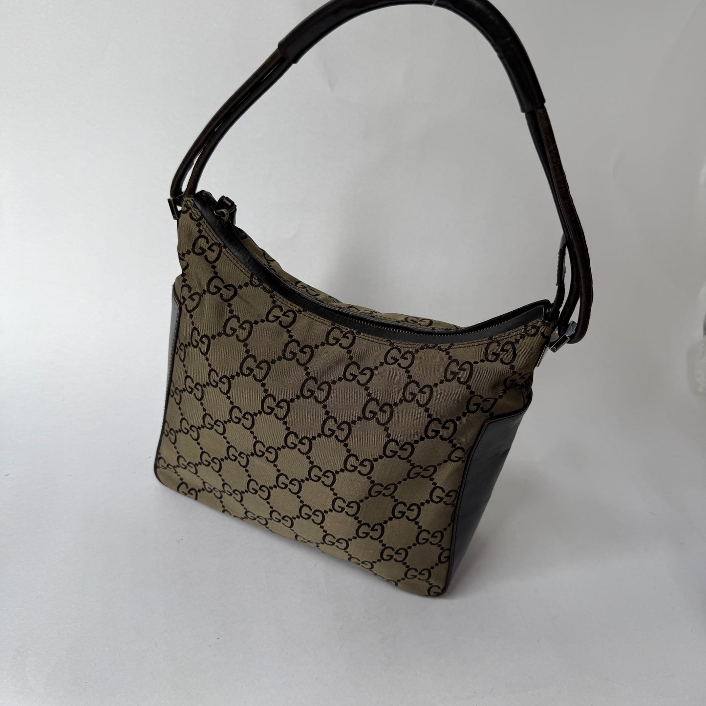 Gucci Brown Canvas Monogram Shoulder Bag