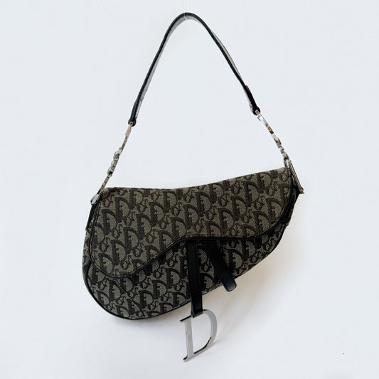 Christian Dior Black Trotter Monogram Saddle Bag