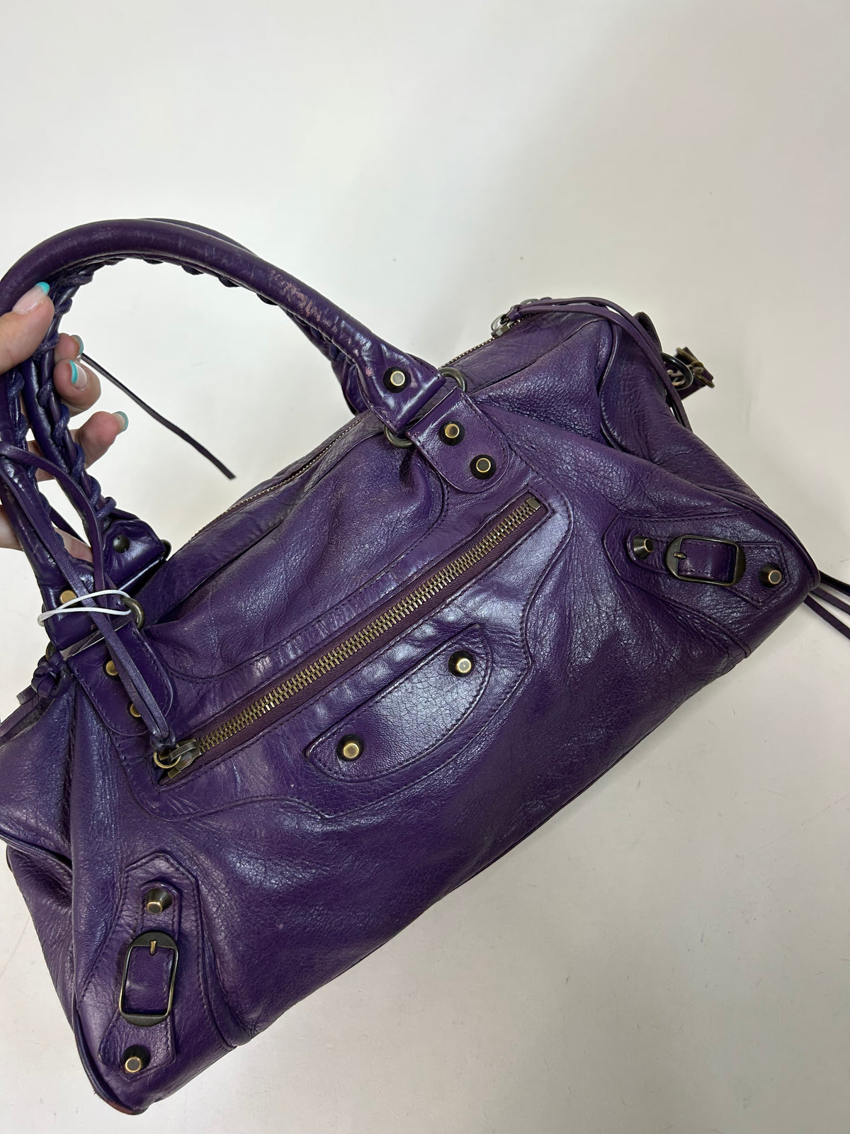 Balenciaga Purple Twiggy City Bag w/ Bronze Hardware