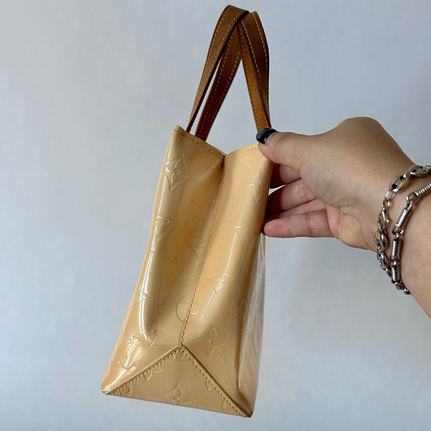 Louis Vuitton Beige Vernis Patent Leather Monogram Reade PM Mini Tote