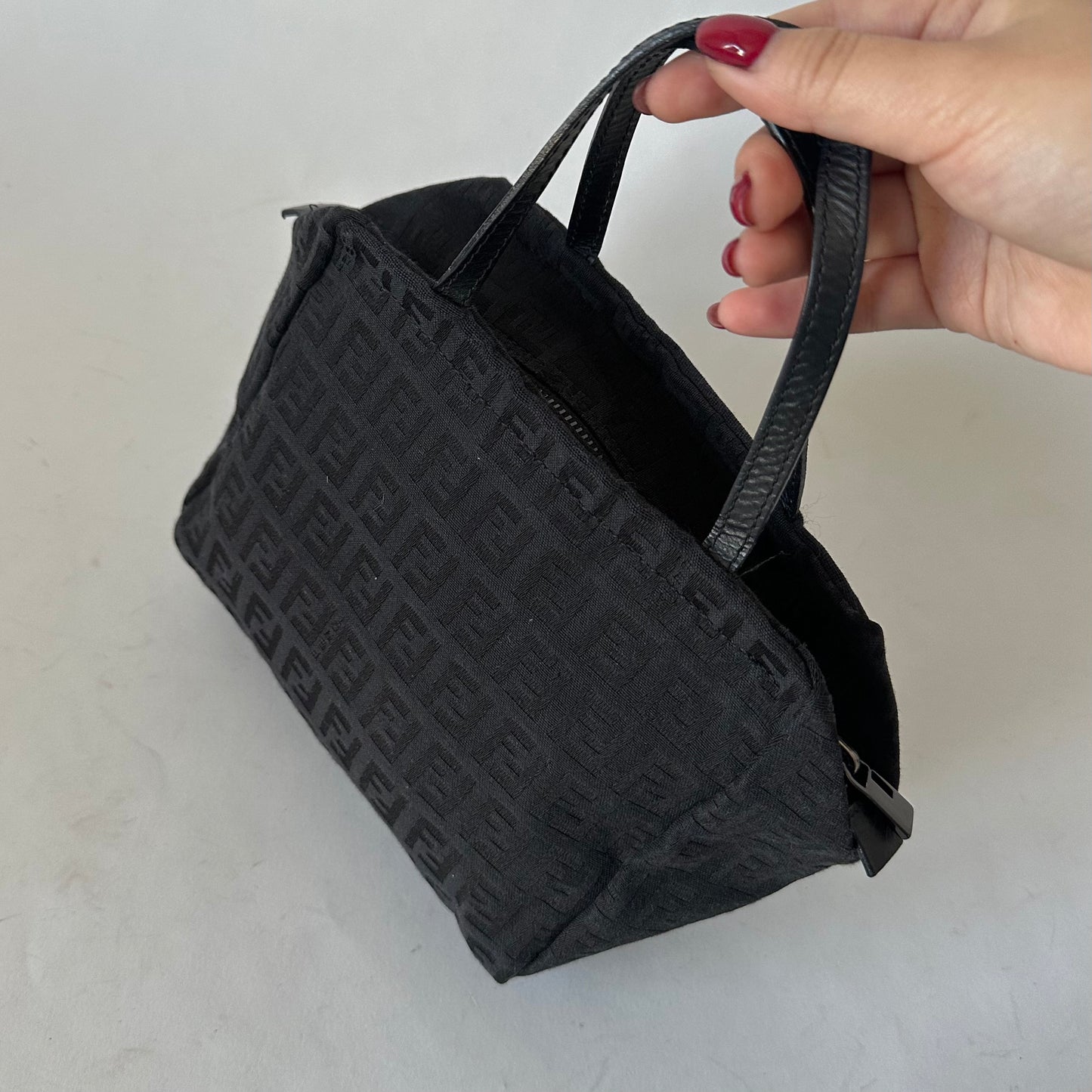 Fendi Black Zucchino Nylon Mini Top Handle Tote