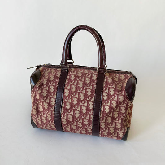 Christian Dior Maroon Red Trotter Boston Bag