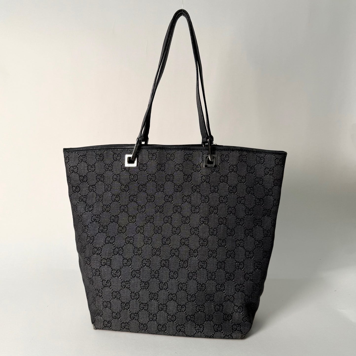 Gucci Black Denim Monogram Tote Bag