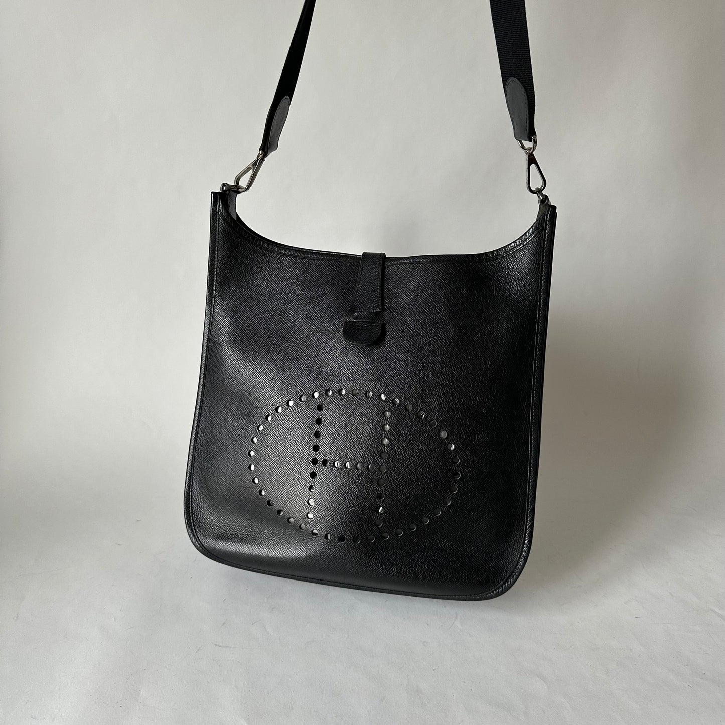 Hermes Black Epsom Leather Evelyne II GM Crossbody Bag