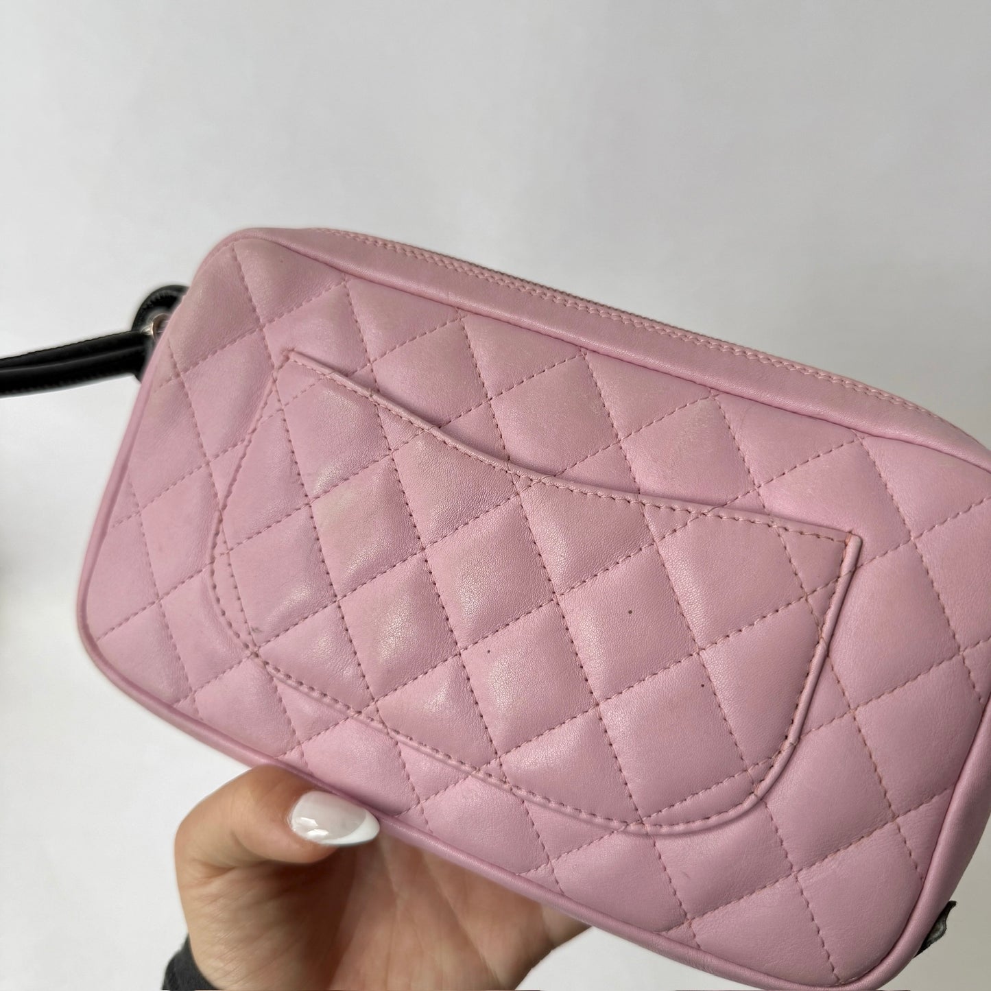 Chanel Pink Lambskin Quilted Cambon Pochette