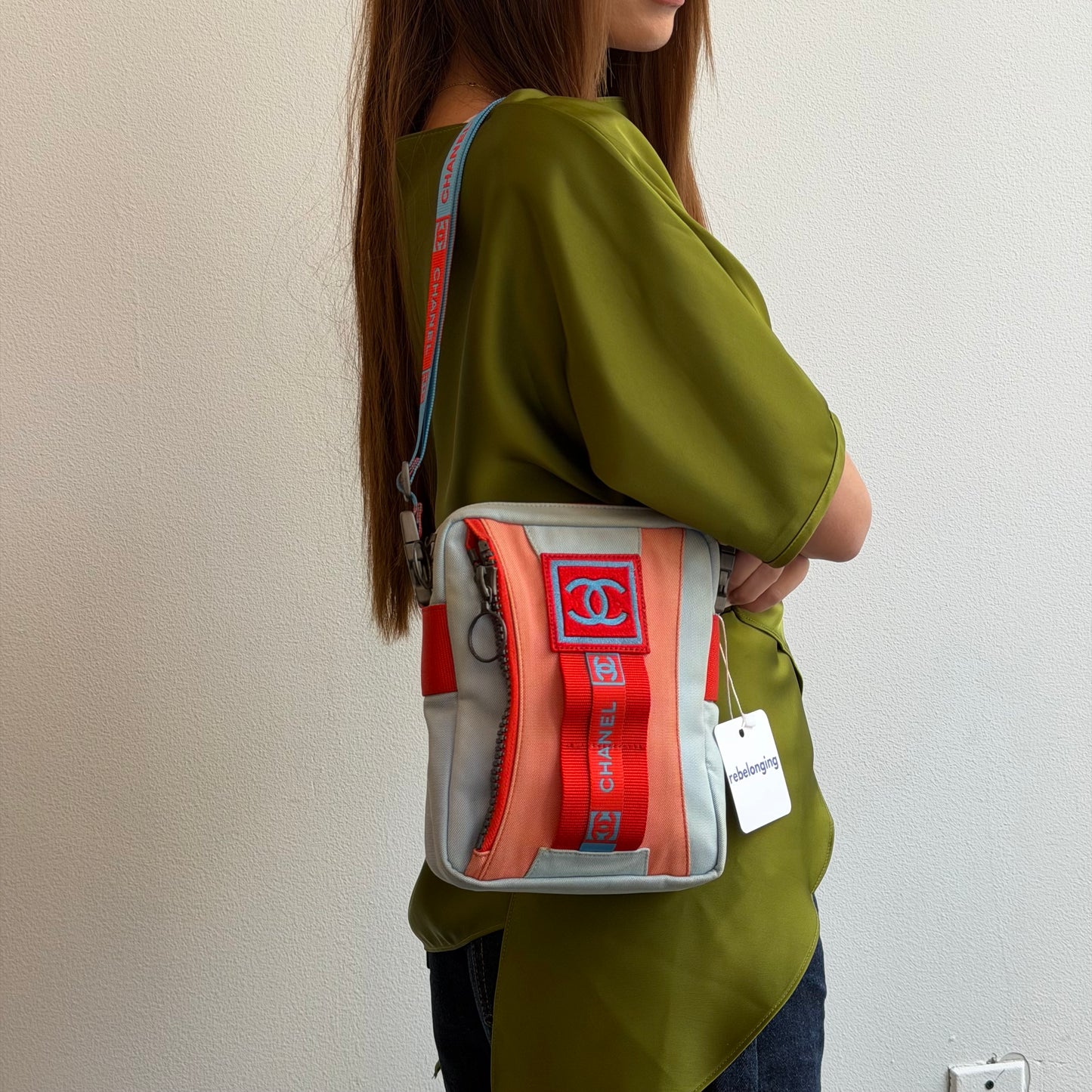 Chanel Red & Blue Nylon Sports Line Crossbody Bag