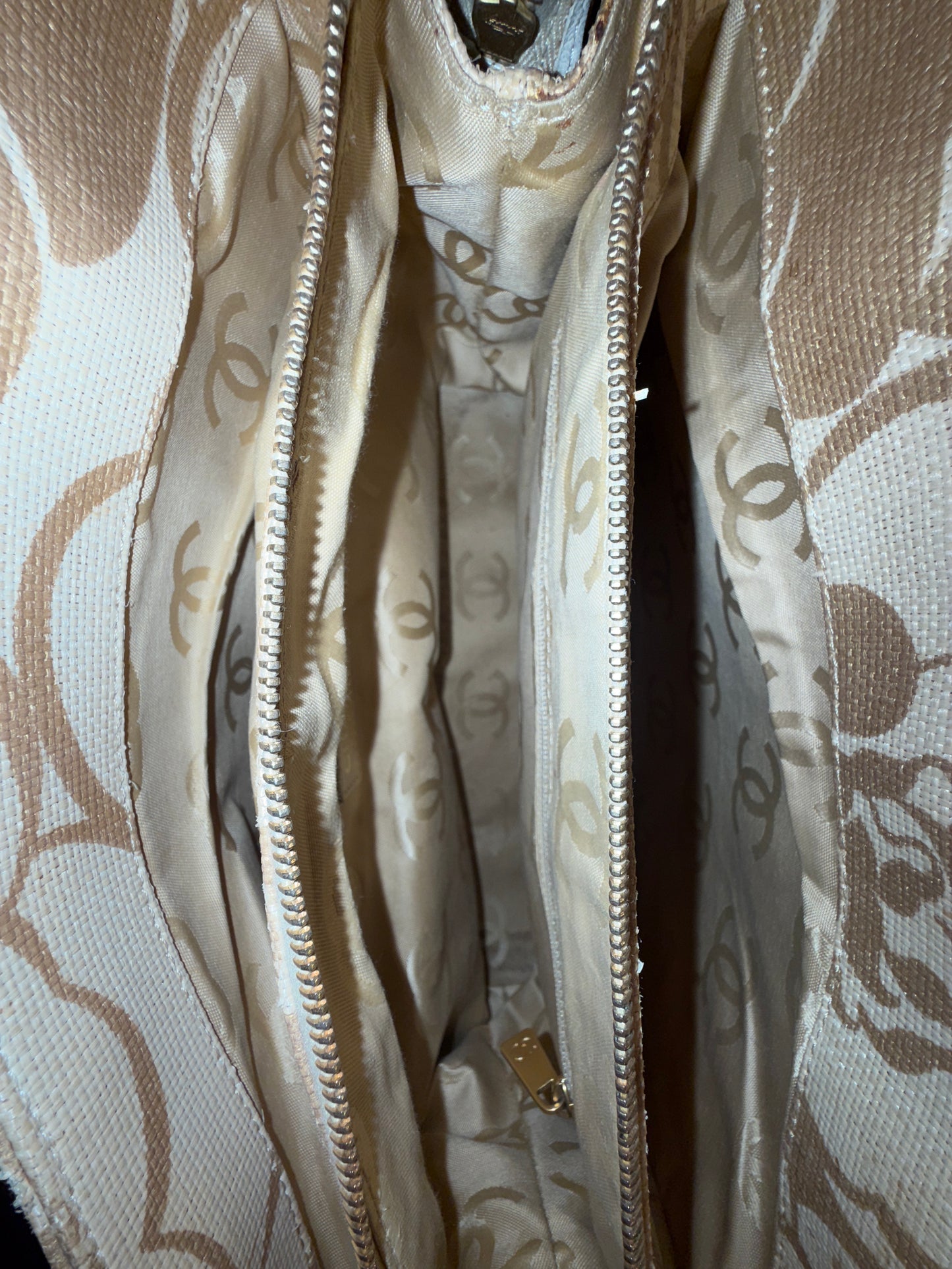 Chanel Gold Raffia Camilla Tote Bag