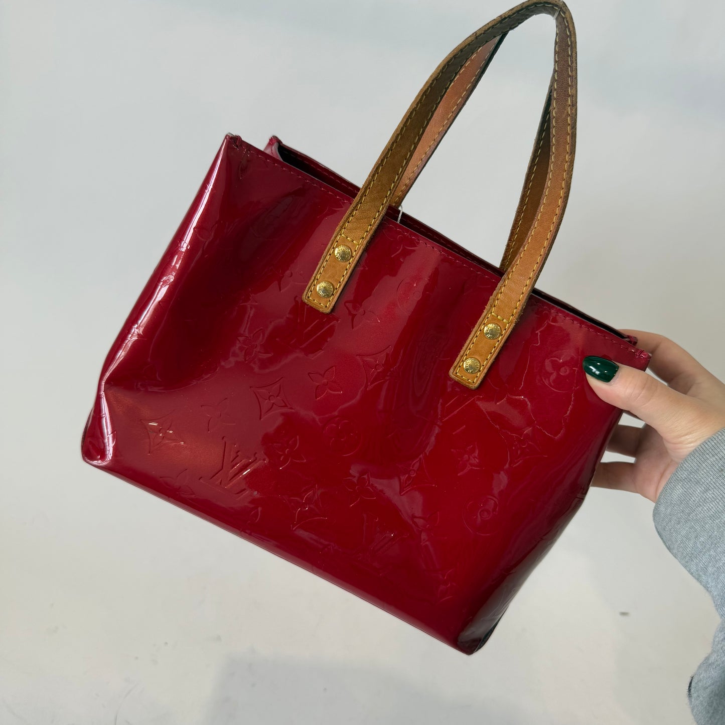 Louis Vuitton Red Vernis Patent Leather Reade PM Mini Tote Bag