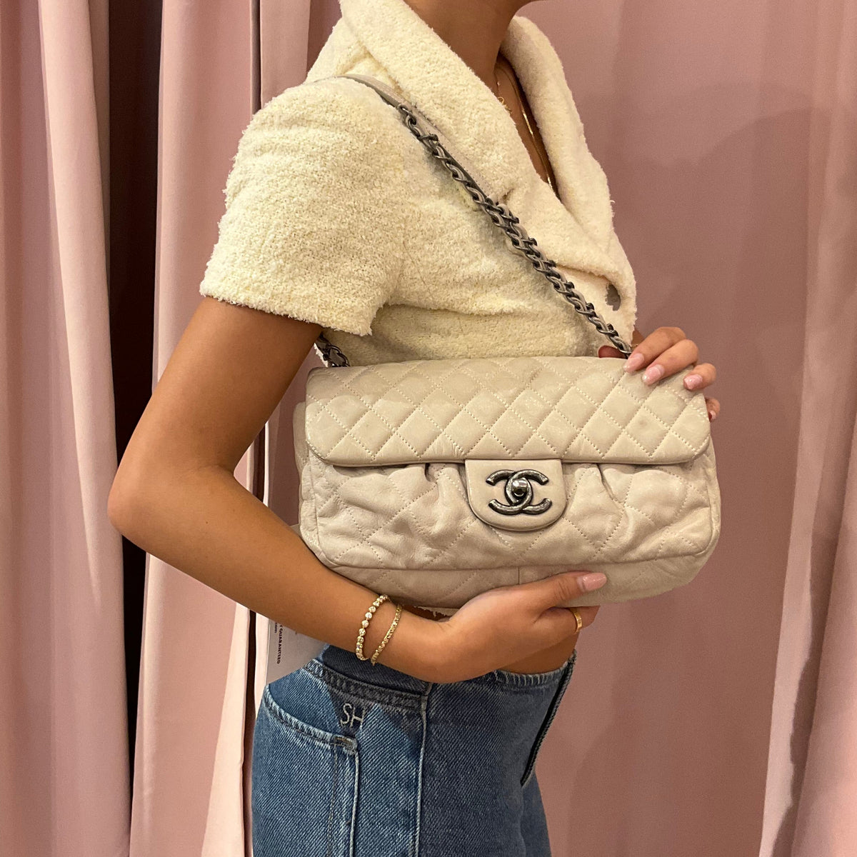 Chanel Ivory Glazed Calfskin Small Flap Bag