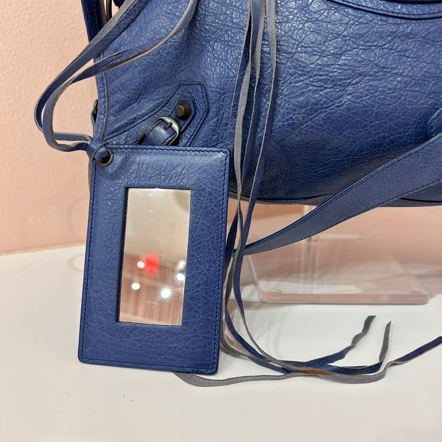 Balenciaga Blue Leather City Bag Brass HW
