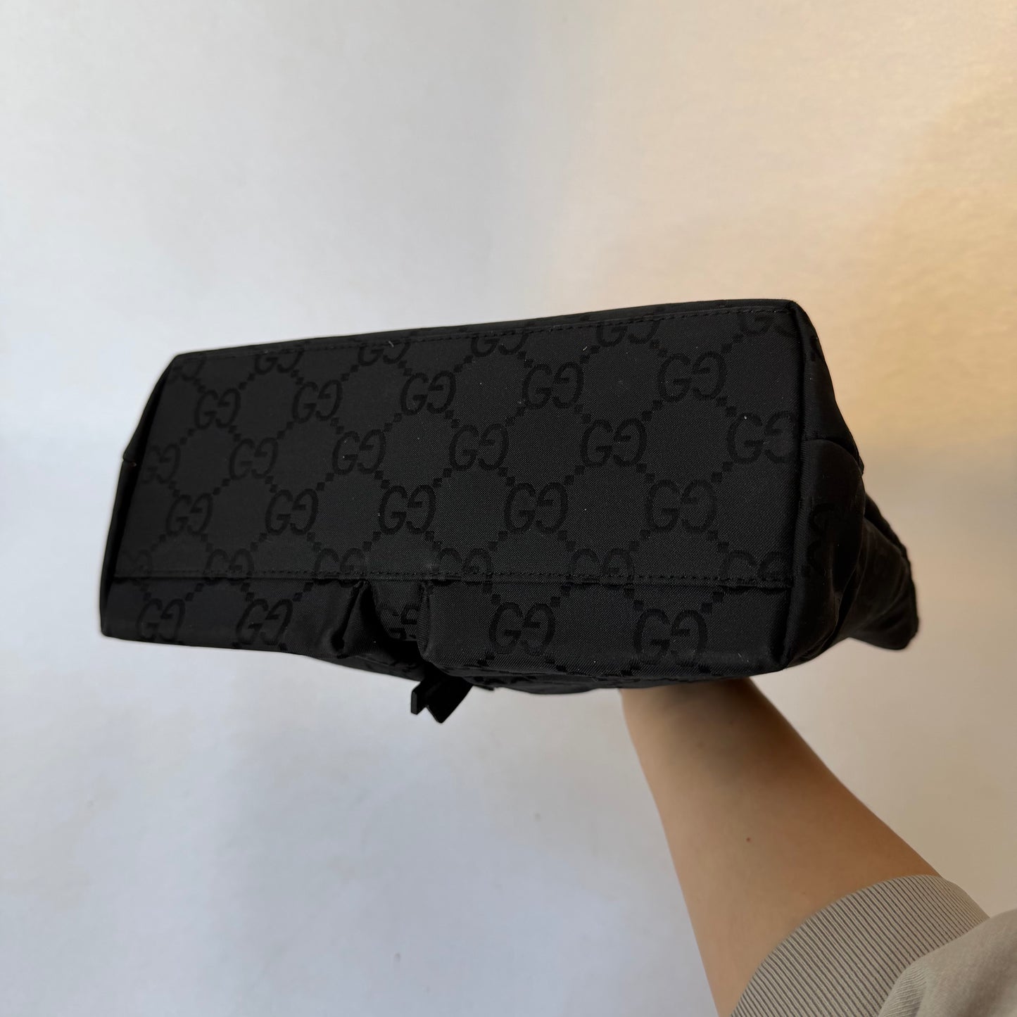 Gucci Black Monogram Double Front Pocket Tote Bag