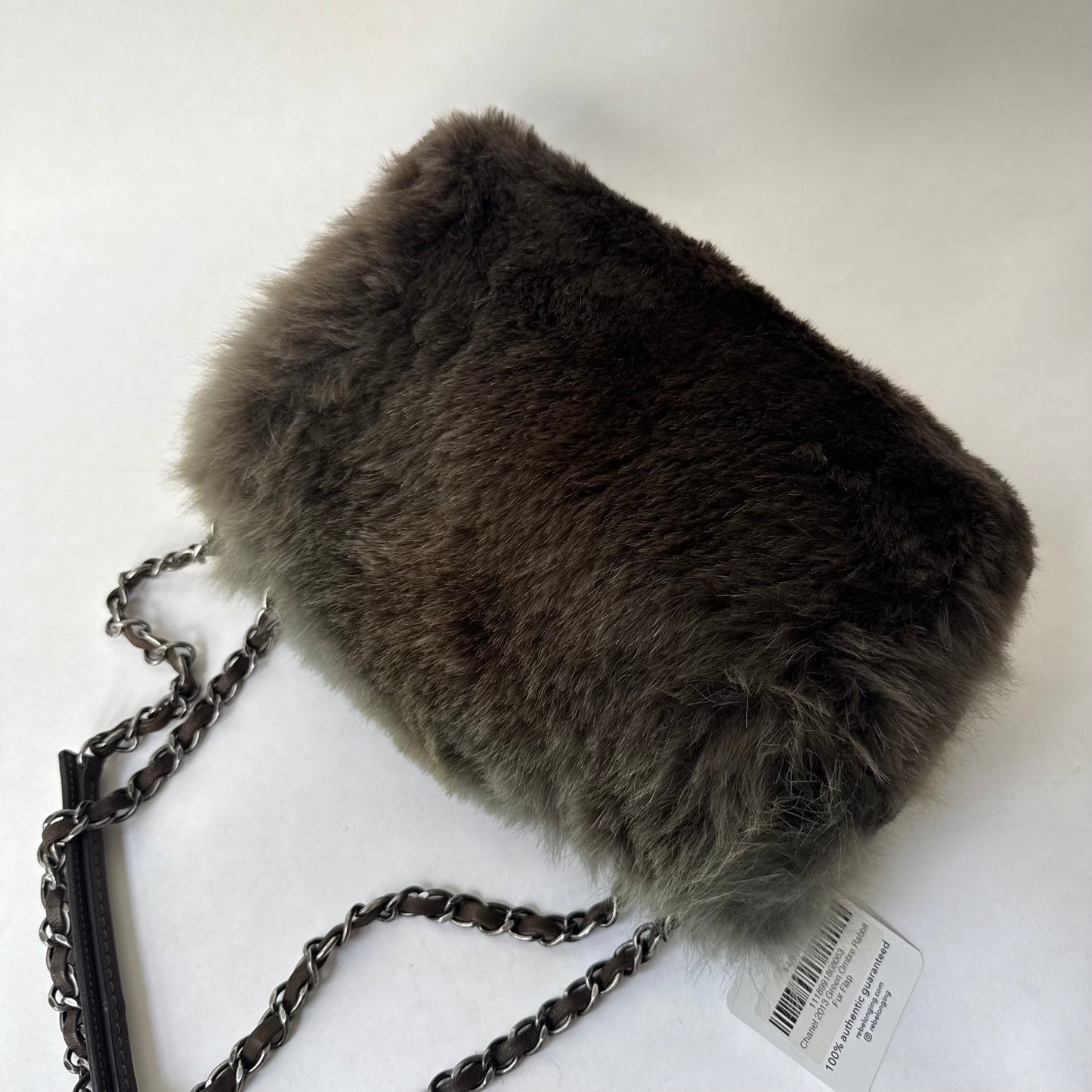 Chanel 2013 Green Ombre Fur Single Large Flap
