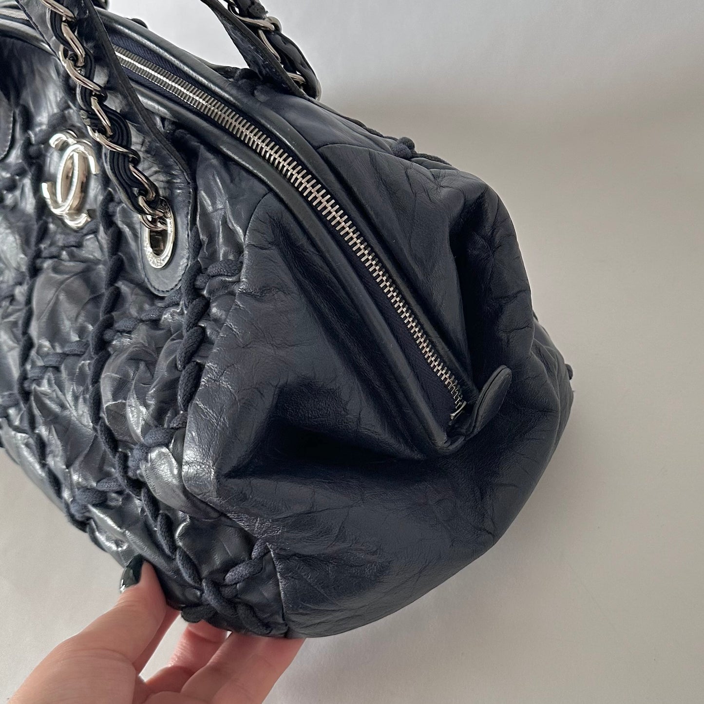 Chanel Dark Blue Whipstitch 2-way Bowler
