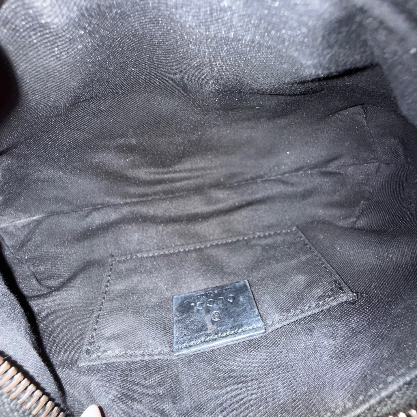 Gucci Black Canvas Monogram Web Bamboo Handle Pochette