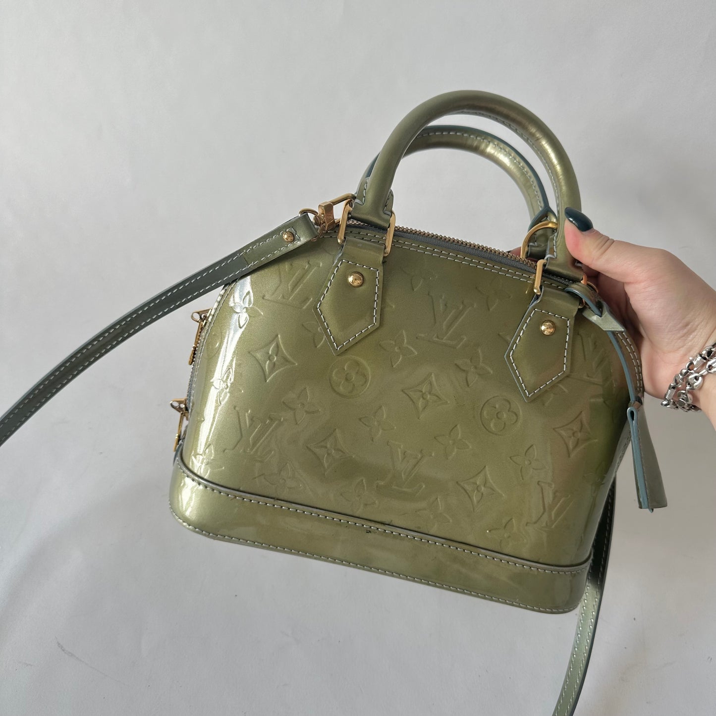 Louis Vuitton Green Vert Vernis Monogram Alma BB