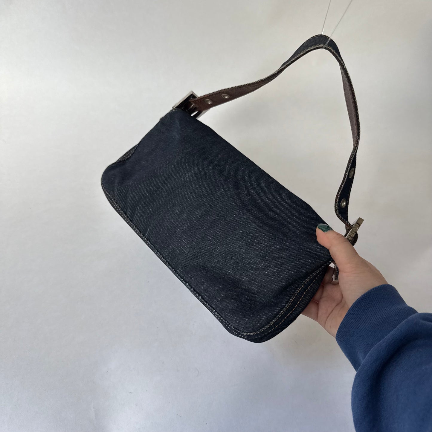 Fendi Denim Classic Baguette Shoulder Bag