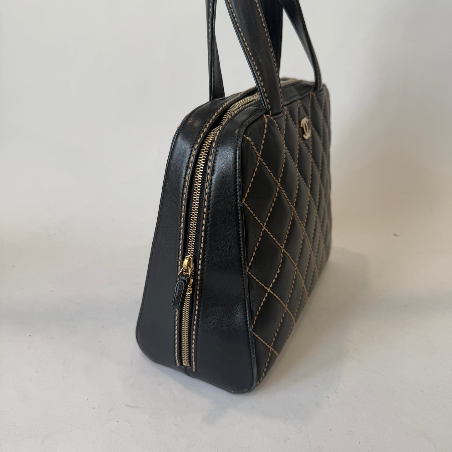 Chanel Black Wild Stitch Surpique Tote Bag