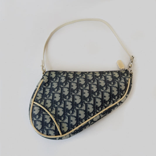 Christian Dior Navy Trotter Monogram Mini Saddle Pochette Shoulder Bag
