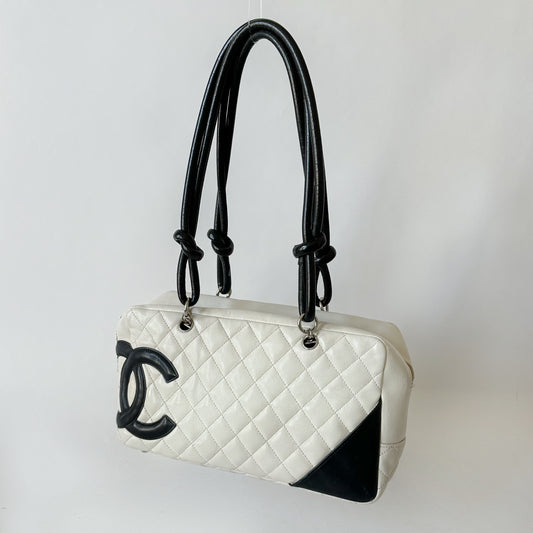 Chanel White Quilted Cambon Bowler Shoulder Bag