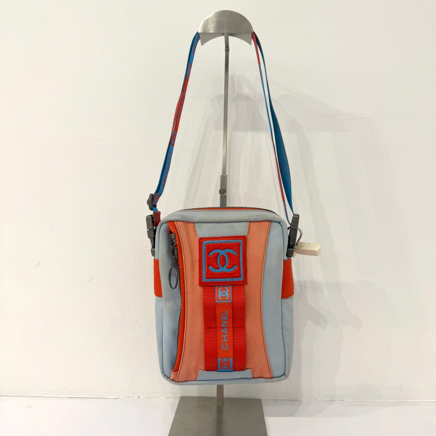Chanel Red & Blue Nylon Sports Line Crossbody Bag